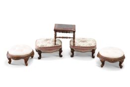 TWO PAIRS OF VICTORIAN FOOTSTOOLS