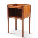 A "CHIPPENDALE" MAHOGANY TRAY-TOP BEDSIDE TABLE