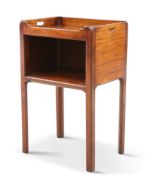 A "CHIPPENDALE" MAHOGANY TRAY-TOP BEDSIDE TABLE