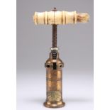 A 19TH CENTURY COPPER AND BONE CORKSCREW