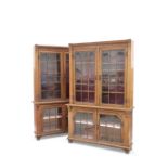 A LARGE PAIR OF LATE 19TH CENTURY OAK LIBRARY BOOKCASES