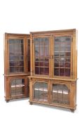 A LARGE PAIR OF LATE 19TH CENTURY OAK LIBRARY BOOKCASES