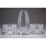 THREE PIECES OF ORREFORS STUDIO GLASS, AND THREE OTHERS
