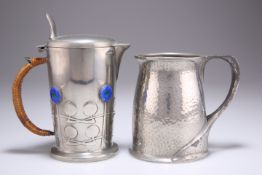 ARCHIBALD KNOX (1864-1933) A LIBERTY & CO TUDRIC PEWTER HOT WATER JUG AND TANKARD