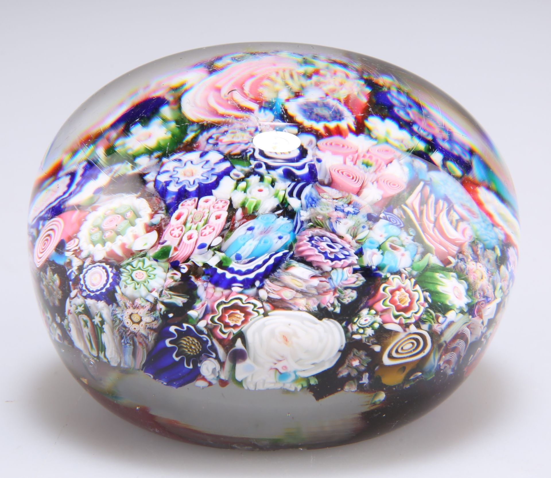 A SIGNED CLICHY CLOSE-PACKED MILLEFIORI PAPERWEIGHT, CIRCA 1850