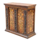 A FINE 19TH CENTURY CARVED AND INLAID WALNUT TABLE CABINET