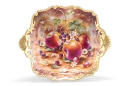 A ROYAL WORCESTER FRUIT PAINTED TUDOR TRAY