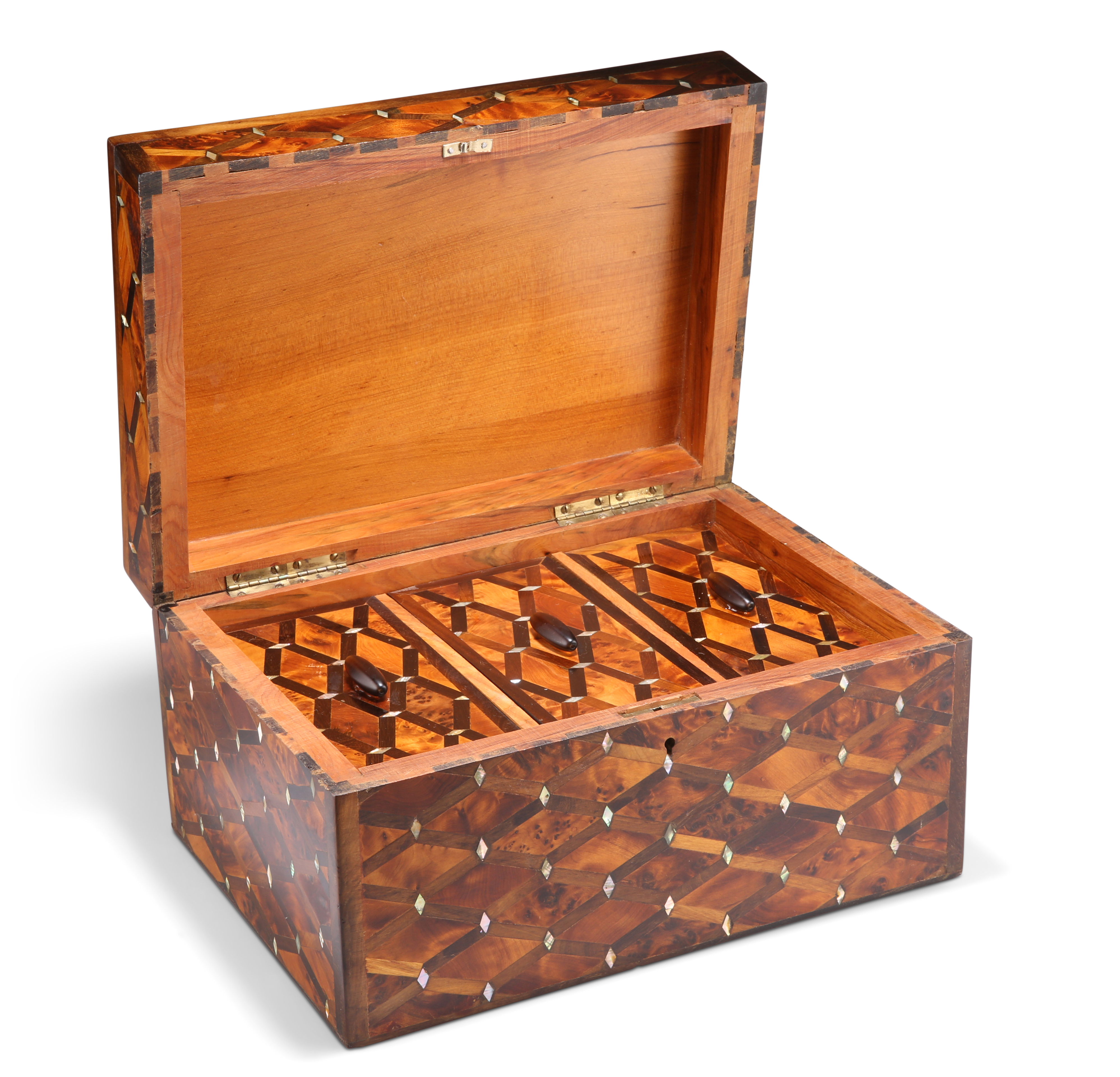 A STRIKING CONTEMPORARY INLAID AND BURR WOOD BOX - Image 2 of 2