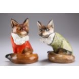 TWO ROYAL DOULTON MODELS OF FOXES IN HUNTING DRESS