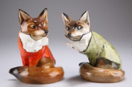 TWO ROYAL DOULTON MODELS OF FOXES IN HUNTING DRESS