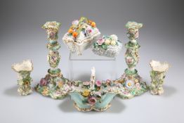 A GROUP OF FLORAL ENCRUSTED PORCELAIN