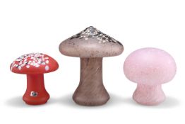 MONICA BACKSTRÖM FOR KOSTA BODA, THREE GLASS MUSHROOMS, CIRCA 1970S