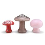 MONICA BACKSTRÖM FOR KOSTA BODA, THREE GLASS MUSHROOMS, CIRCA 1970S