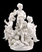 A MENNECY WHITE-GLAZED PORCELAIN FIGURE GROUP, CIRCA 1760