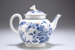 A WORCESTER BLUE AND WHITE PORCELAIN TEAPOT, CIRCA 1770