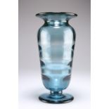 ELIS BERGH FOR KOSTA, A BLUE RIBBED OPTIC GLASS VASE, CIRCA 1930S