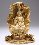 A CHINESE GILT-BRONZE BUDDHA