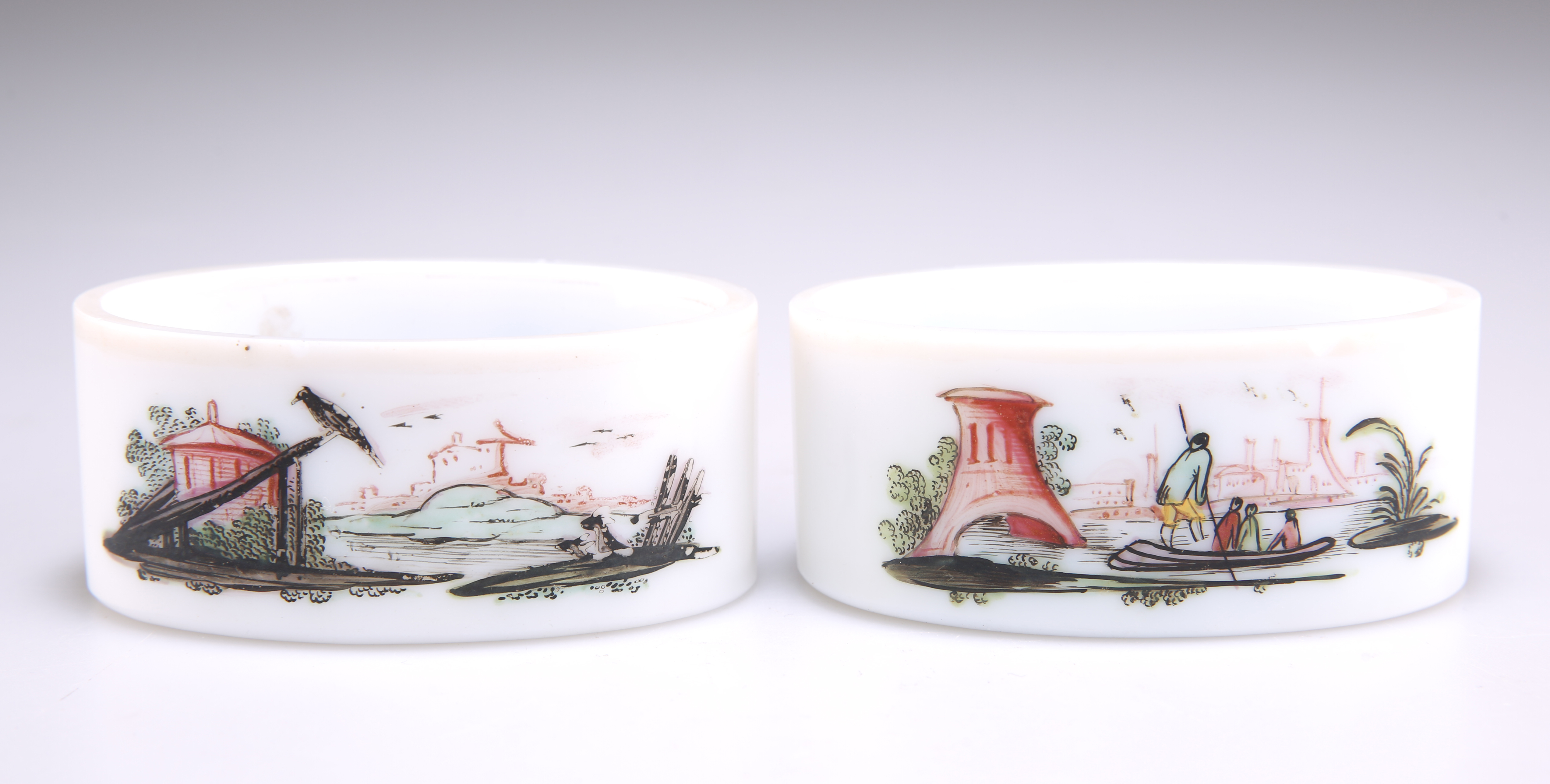 A SCARCE PAIR OF 18TH CENTURY MILK GLASS SALTS - Image 2 of 2