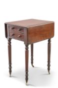 AN EARLY 19TH CENTURY MAHOGANY DROPLEAF SIDE TABLE,