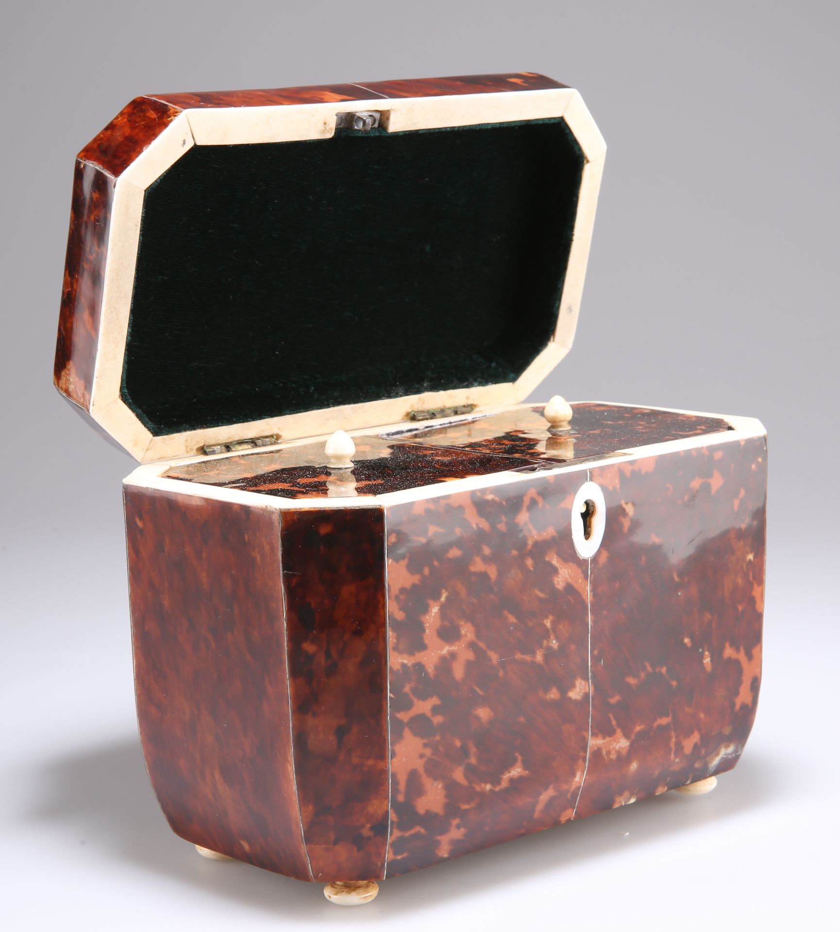 A FAUX TORTOISESHELL TEA CADDY, IN REGENCY STYLE - Image 2 of 3