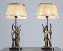 A PAIR OF "ANTLER" TABLE LAMPS,