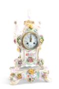 A PARIS PORCELAIN MANTEL CLOCK ON STAND, BY BOURDOIR & BLOCH