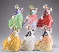 SIX ROYAL DOULTON "AUTUMN BREEZES" FIGURES