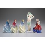 FIVE SMALL ROYAL DOULTON FIGURES