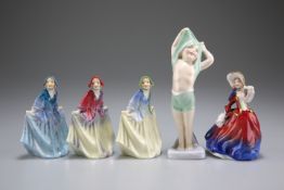 FIVE SMALL ROYAL DOULTON FIGURES