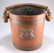 A 19TH CENTURY BRASS-BOUND TEAK FIRE BUCKET