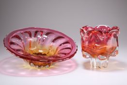 JOSEF HOSPODKA FOR CHRIBSKA, A CASED GLASS VASE AND BOWL