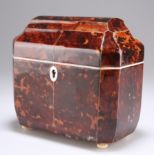 A FAUX TORTOISESHELL TEA CADDY, IN REGENCY STYLE