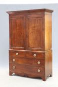 A GEORGE III MAHOGANY LINEN PRESS