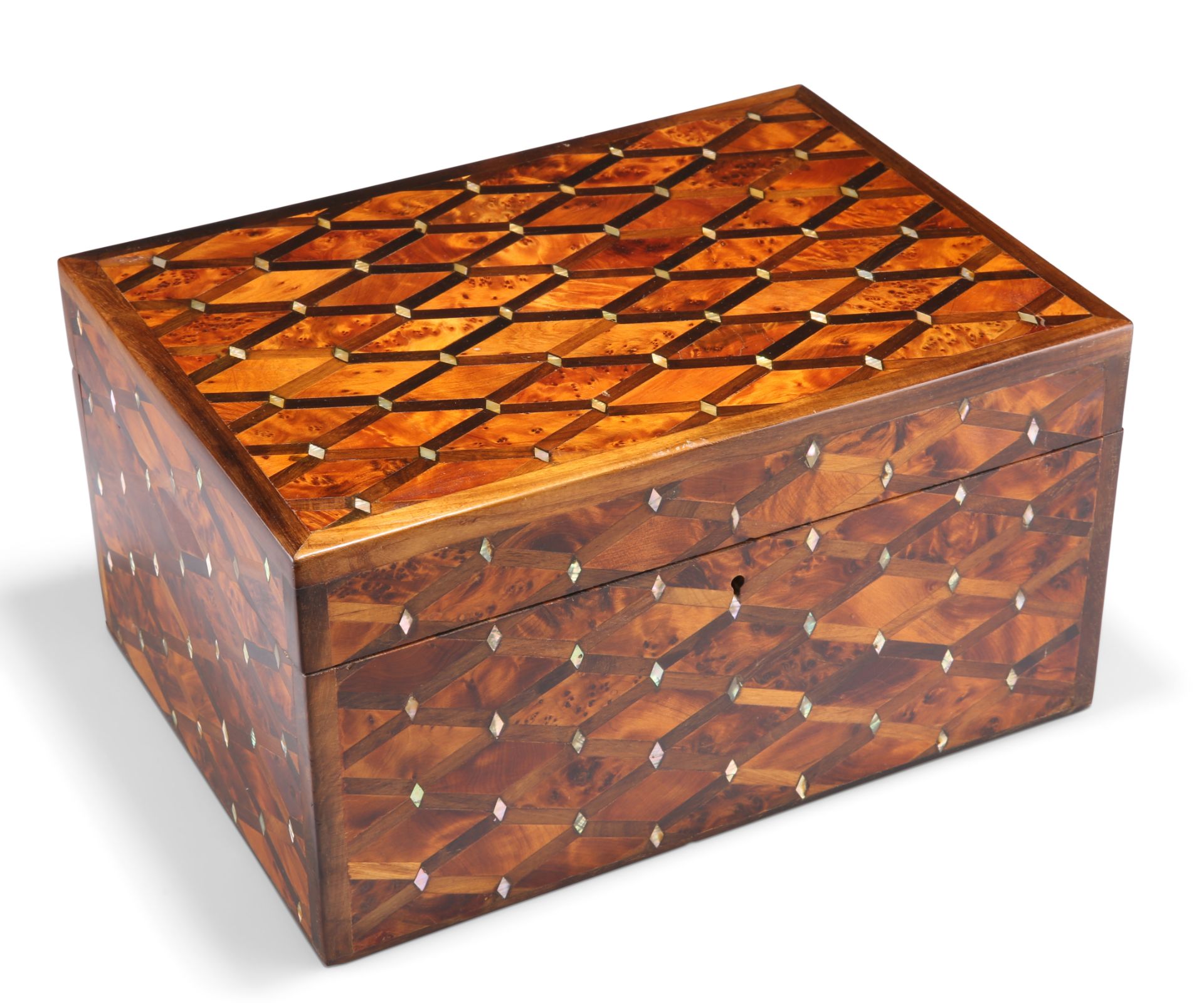 A STRIKING CONTEMPORARY INLAID AND BURR WOOD BOX
