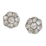 A PAIR OF DIAMOND CLUSTER EARRINGS