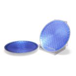 A STRIKING PAIR OF NORWEGIAN SILVER AND BLUE ENAMEL DISHES