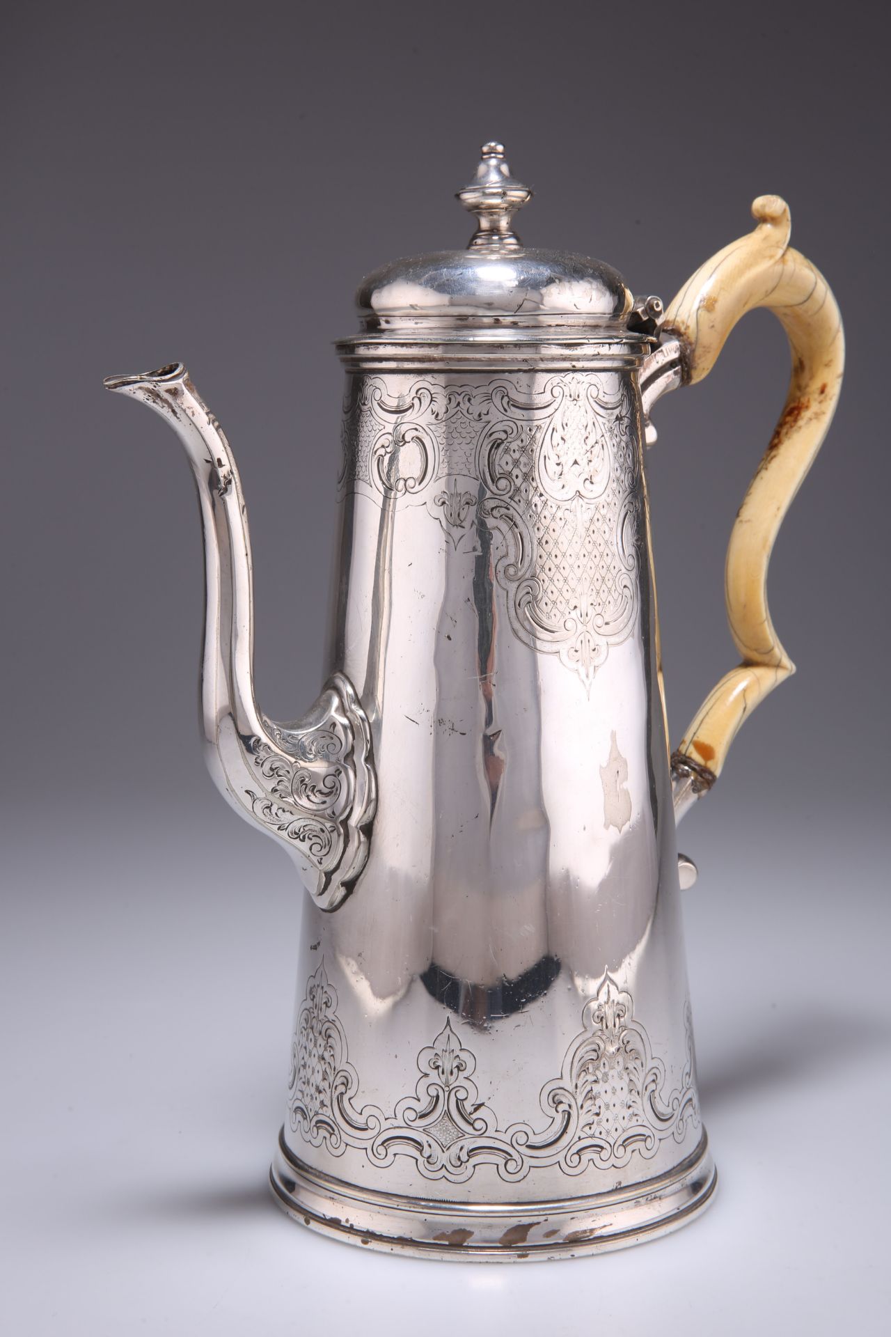 A VICTORIAN ELECTRO-PLATED COFFEE POT,