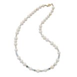 A CULTURED PEARL AND GEMSTONE BEAD NECKLACE