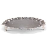 A LARGE VICTORIAN SILVER-PLATED SALVER