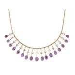 A LATE VICTORIAN AMETHYST AND AQUAMARINE FRINGE NECKLACE
