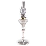 A GEORGE V SILVER CANDLESTICK LAMP