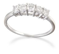 A 9 CARAT WHITE GOLD DIAMOND HALF HOOP RING