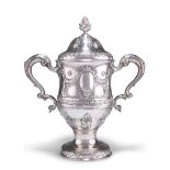 A GEORGE III IRISH SILVER TWIN-HANDLED CUP AND COVER