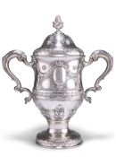 A GEORGE III IRISH SILVER TWIN-HANDLED CUP AND COVER