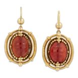 A PAIR OF 19TH CENTURY ARCHAEOLOGICAL REVIVAL CARNELIAN EARRINGS, IN THE MANNER OF CASTELLANI