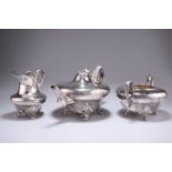 A WILLIAM IV SILVER-PLATED THREE-PIECE TEA SERVICE