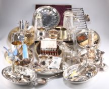 A LARGE COLLECTION OF SILVER-PLATE