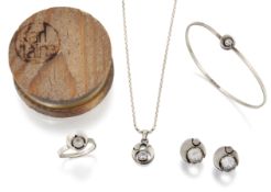 KARL LAINE FOR FINNFEELINGS STEN & LAINE - A FINNISH SILVER AND ROCK CRYSTAL JEWELLERY SUITE