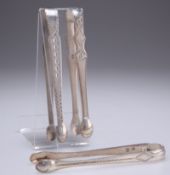 A PAIR OF GEORGE III PROVINCIAL SILVER SUGAR TONGS