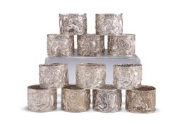 A GOOD SET OF TWELVE ELIZABETH II SILVER NAPKIN RINGS